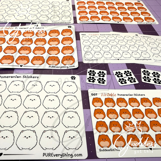 GGT | Pomeranian Writable Sticker Sheet | Matte Vinyl Blank Stickers