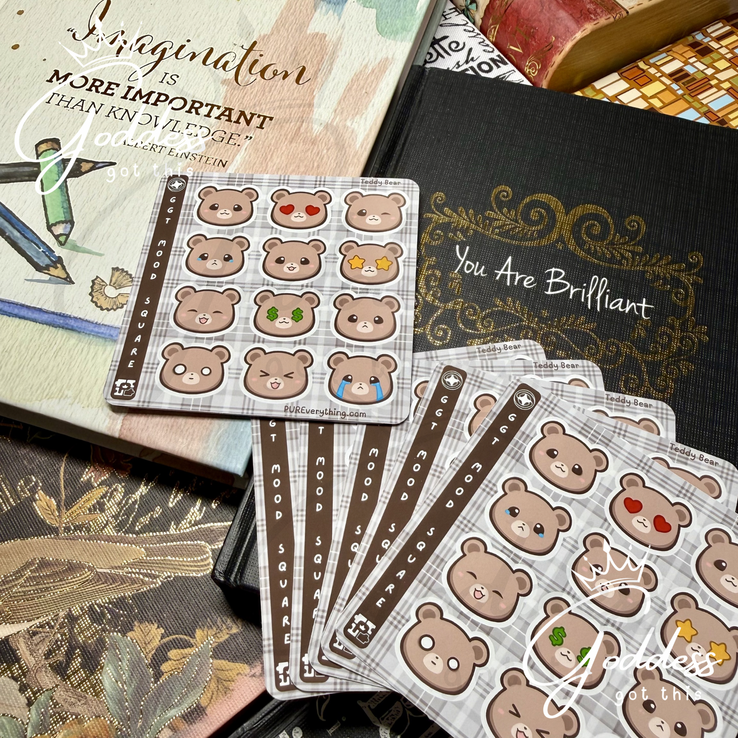 GGT | Mood Square | Teddy Bear Vinyl Sticker Sheet