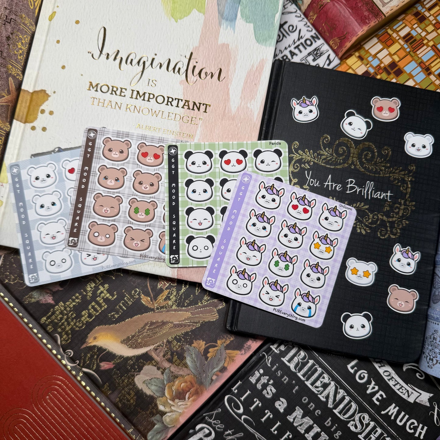 GGT | Mood Square | Panda Bear Vinyl Sticker Sheet