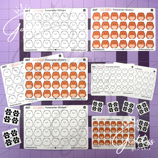 GGT | Pomeranian Writable Sticker Sheet | Matte Vinyl Blank Stickers