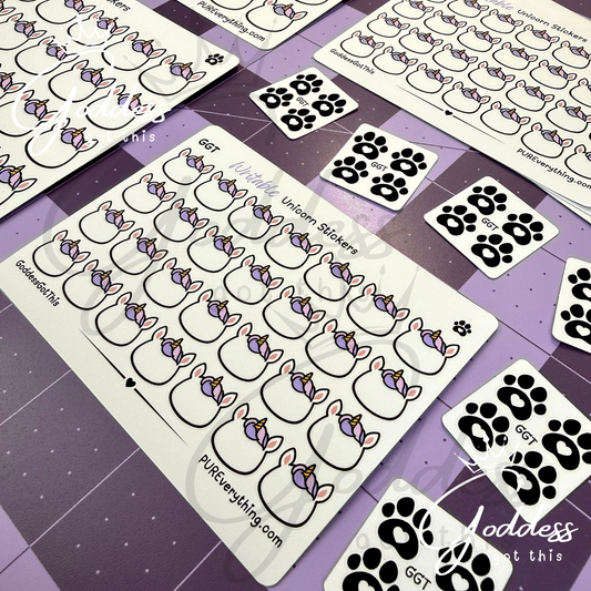 GGT | Unicorn Writable Sticker Sheet | Matte Vinyl Blank Stickers for Planner, Scrapbooking, Journaling, Cardmaking, and More