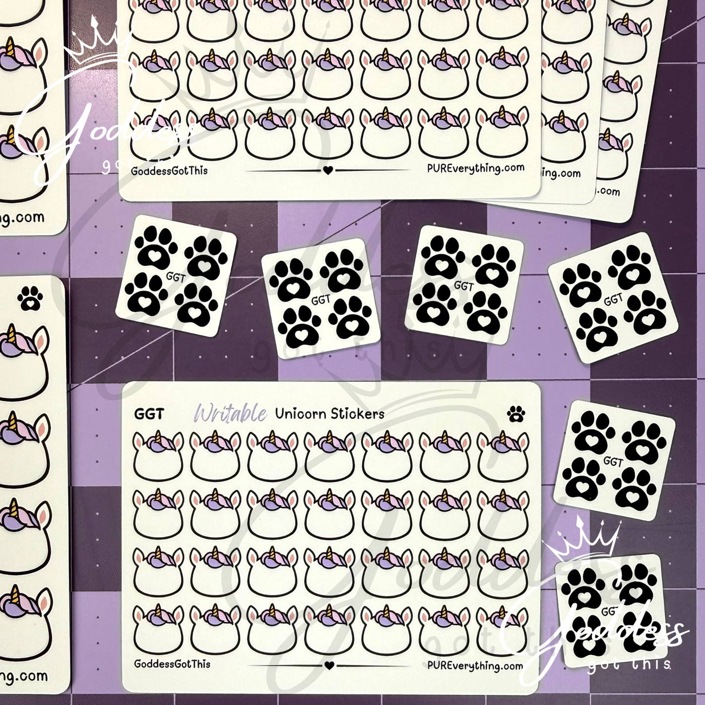 GGT | Unicorn Writable Sticker Sheet | Matte Vinyl Blank Stickers for Planner, Scrapbooking, Journaling, Cardmaking, and More