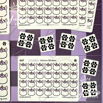 GGT | Unicorn Writable Sticker Sheet | Matte Vinyl Blank Stickers for Planner, Scrapbooking, Journaling, Cardmaking, and More
