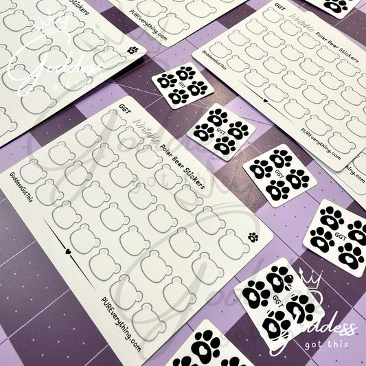 GGT | Polar Bear Writable Sticker Sheet | Matte Vinyl Blank Stickers for Planner, Scrapbooking, Journaling, Cardmaking, and More