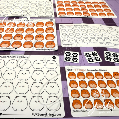 GGT | Pomeranian Writable Sticker Sheet | Matte Vinyl Blank Stickers for Planner, Scrapbooking, Journaling, Cardmaking, and More