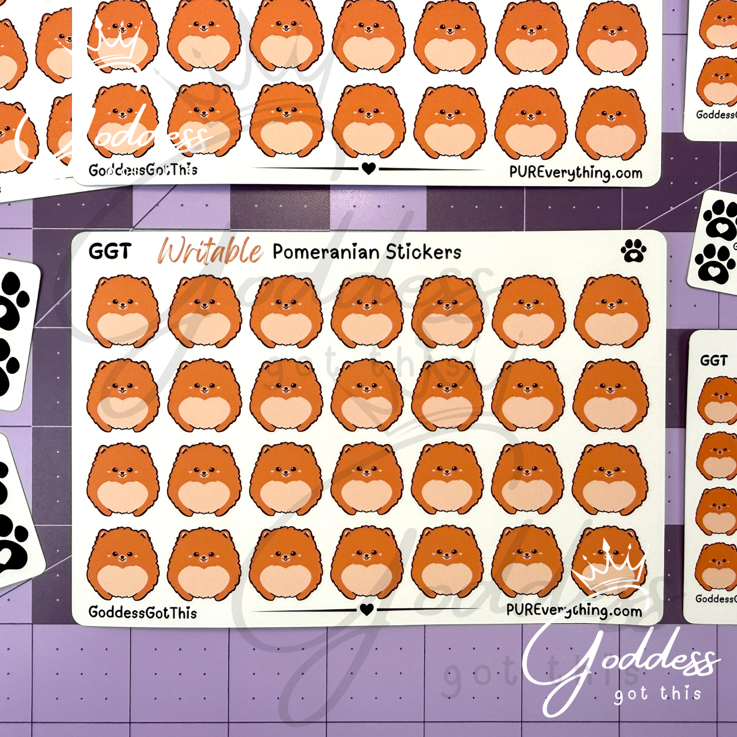GGT | Pomeranian Writable Sticker Sheet | Matte Vinyl Blank Stickers for Planner, Scrapbooking, Journaling, Cardmaking, and More