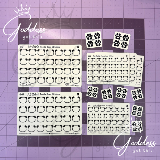 GGT | Panda Bear Writable Sticker Sheet | Matte Vinyl Blank Stickers for Planner, Scrapbooking, Journaling, Cardmaking, and More