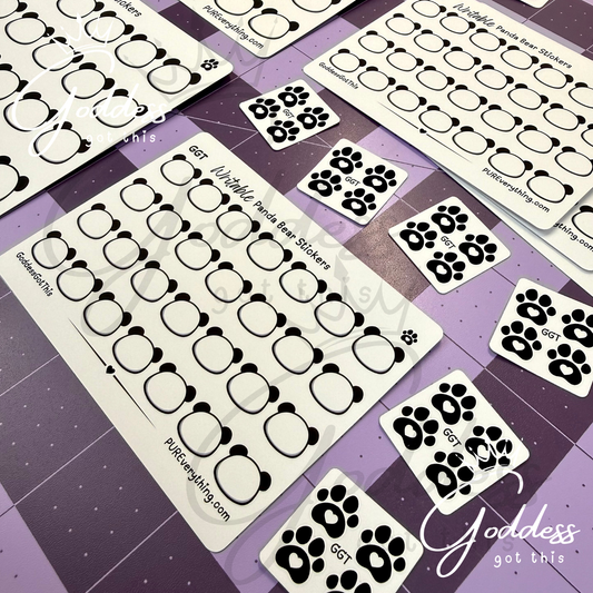 GGT | Panda Bear Writable Sticker Sheet | Matte Vinyl Blank Stickers for Planner, Scrapbooking, Journaling, Cardmaking, and More