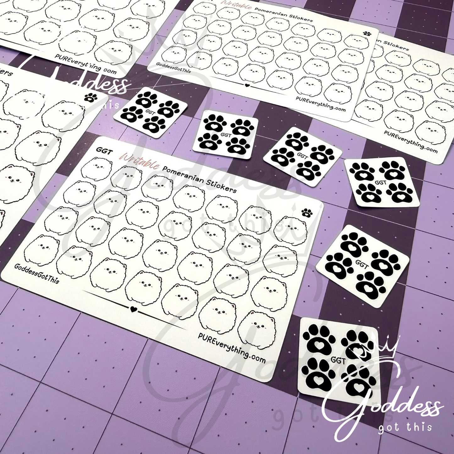 GGT | Pomeranian Writable Sticker Sheet | Matte Vinyl Blank Stickers for Planner, Scrapbooking, Journaling, Cardmaking, and More