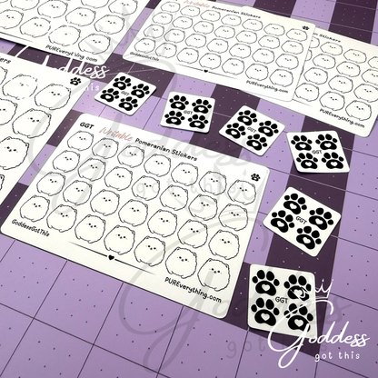 GGT | Pomeranian Writable Sticker Sheet | Matte Vinyl Blank Stickers for Planner, Scrapbooking, Journaling, Cardmaking, and More