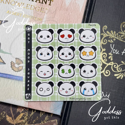 GGT | Mood Square | Panda Bear Vinyl Sticker Sheet