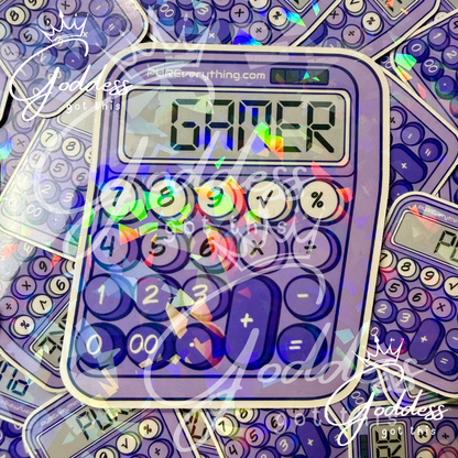 GGT | Holographic Purple Calculator Stickers | 6 Variations : PURE | LOVE | MATH | STEM | GAMER | GENIUS